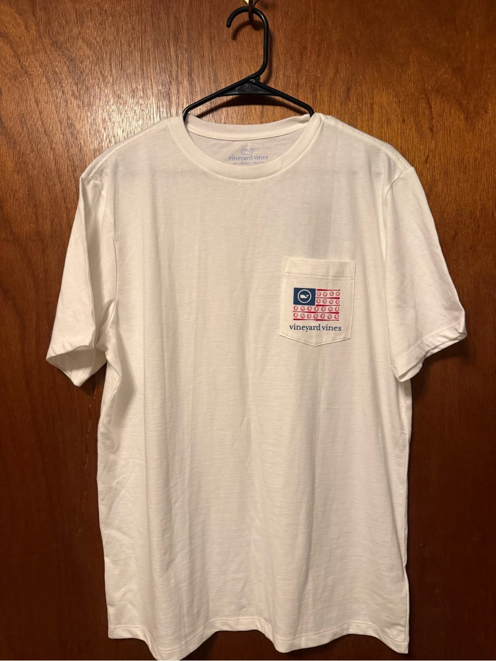Vineyard Vines White Short-Sleeve Pocket Tee with Flag Graphic